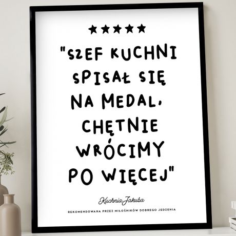 Plakat REKOMENDACJA prezent dla mionika gotowania prezent dla kucharza personalizowany plakat