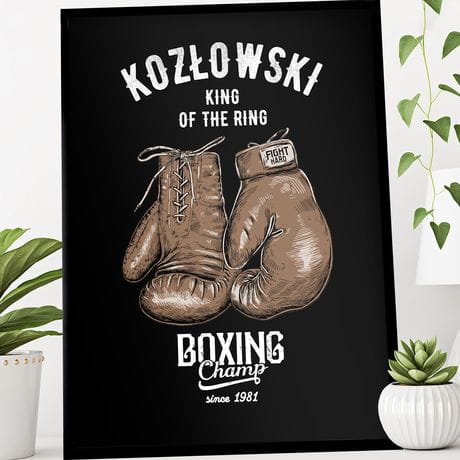 Plakat personalizowany 31x41 cm BOXING CHAMP prezent dla boksera