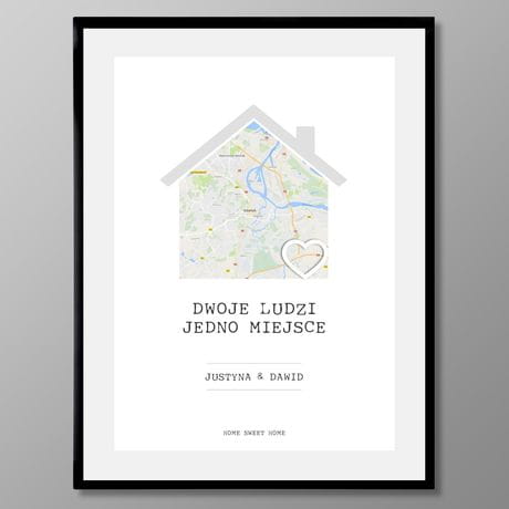 Plakat z map 31x41 cm PREZENT NA PARAPETWK dla pary