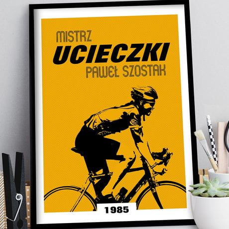 Plakat personalizowany 31x41 cm MISTRZ UCIECZKI prezent dla rowerzysty szosowego