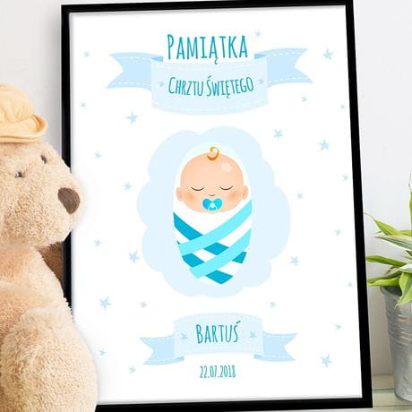 Plakat personalizowany 31x41 cm PAMITKA CHRZTU