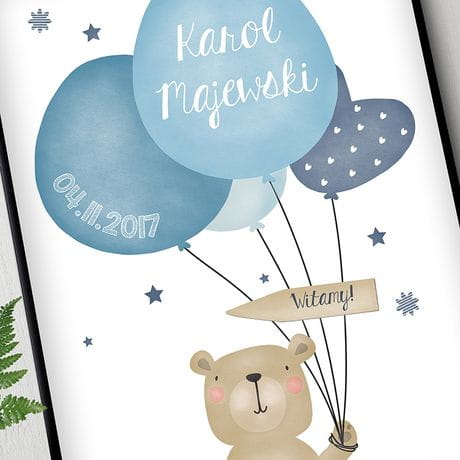 Plakat personalizowany 31x41 cm PREZENT Z OKAZJI NARODZIN CHOPCA