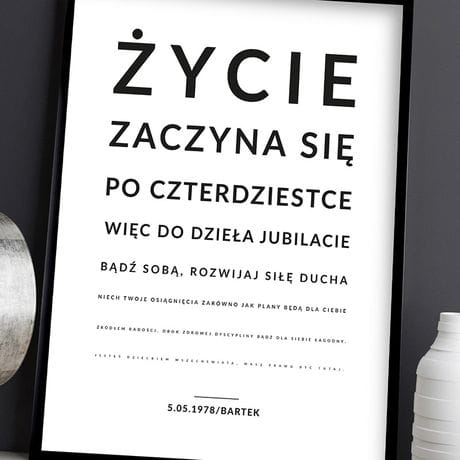 Plakat na 40 urodziny 31x41 cm PREZENT NA 40 URODZINY plakat personalizowany na 40 urodziny