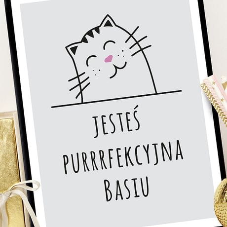 Plakat personalizowany 31x41 cm PURRRFEKCYJNA prezent dla fanki kotw