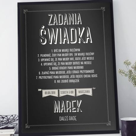 Plakat personalizowany 31x41 cm PODZIKOWANIE DLA WIADKA