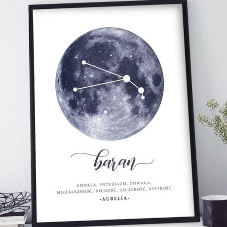 Plakat w ramie personalizowany ZNAK ZODIAKU baran