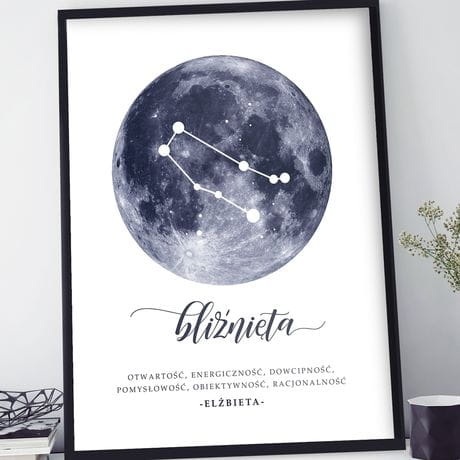 Plakat w ramie personalizowany ZNAK ZODIAKU blinita