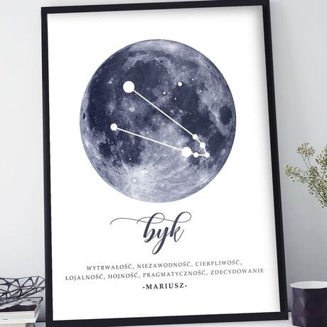 Plakat w ramie personalizowany ZNAK ZODIAKU byk