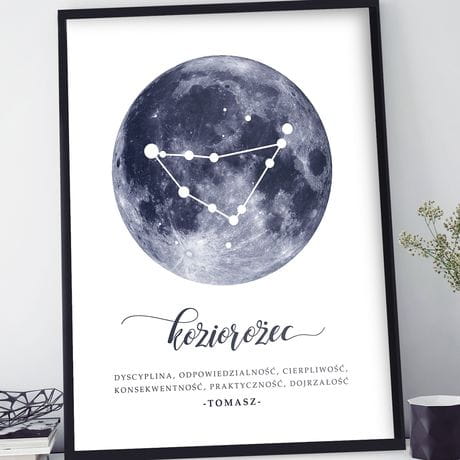 Plakat w ramie personalizowany ZNAK ZODIAKU kozioroec