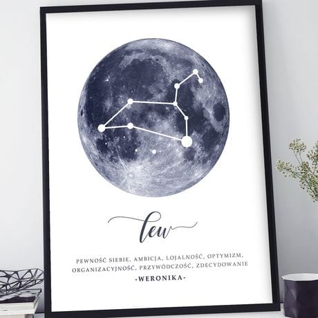 Plakat w ramie personalizowany ZNAK ZODIAKU lew