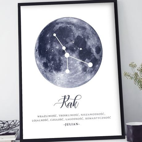 Plakat w ramie personalizowany ZNAK ZODIAKU rak