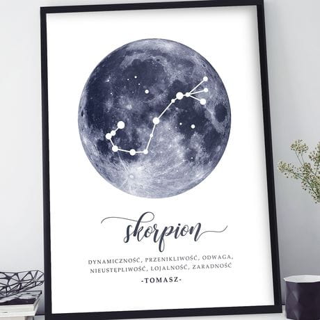 Plakat w ramie personalizowany ZNAK ZODIAKU skorpion