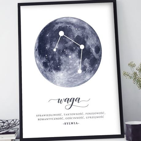 Plakat w ramie personalizowany ZNAK ZODIAKU waga