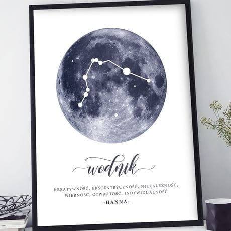 Plakat w ramie personalizowany ZNAK ZODIAKU wodnik