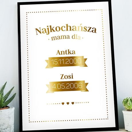 Plakat z uszlachetnieniem NASZA MAMA zoty