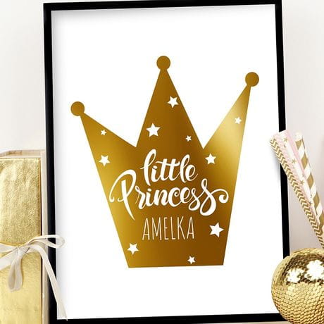 Plakat złoty PRINCESS prezent do pokoju dla dziewczynki