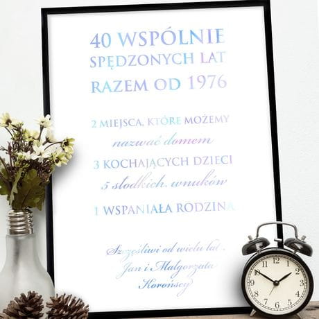 Plakat z uszlachetnieniem PREZENT NA 40 ROCZNIC LUBU holo