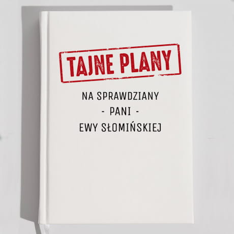 Planer nauczyciela biay TAJNE PLANY NA SPRAWDZIANY prezent dla nauczyciela