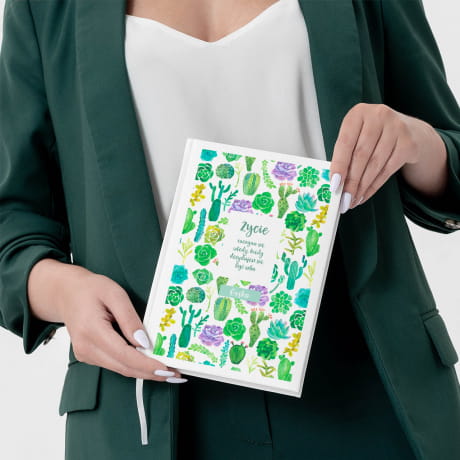 Planner ksikowy biay KAKTUSY prezent dla crki