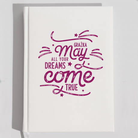 Planner personalizowany biały DREAMS prezent na urodziny dla siostry