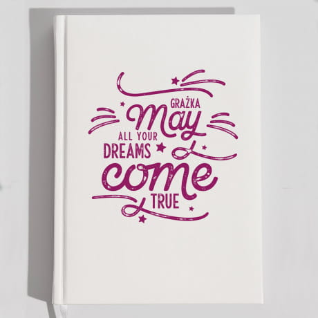 Planner personalizowany biay DREAMS prezent na urodziny dla siostry