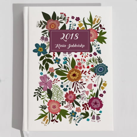 Planner personalizowany biay KWIECISTY prezent dla siostry