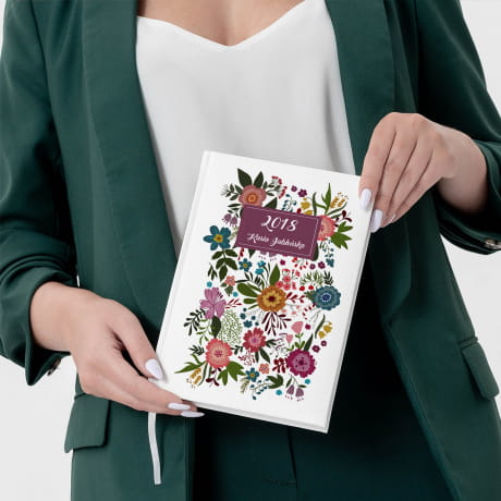 Planner personalizowany biay KWIECISTY prezent dla siostry