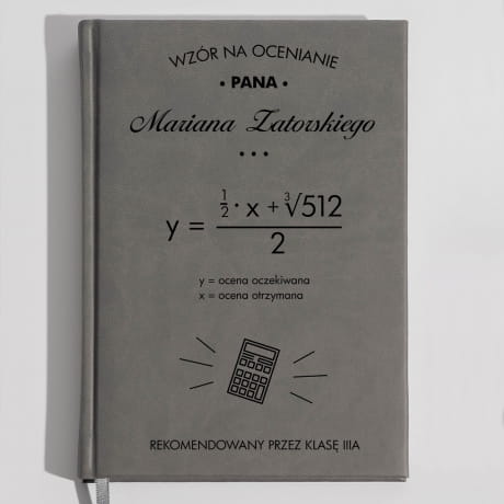 Planner szary WZR NA OCENIANIE prezent dla nauczyciela matematyki 