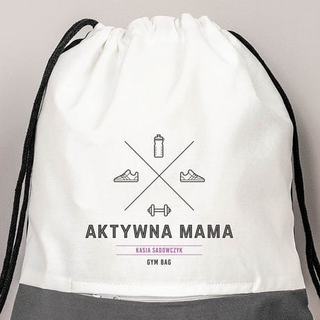 Plecak worek personalizowany AKTYWNA MAMA prezent dla modej mamy