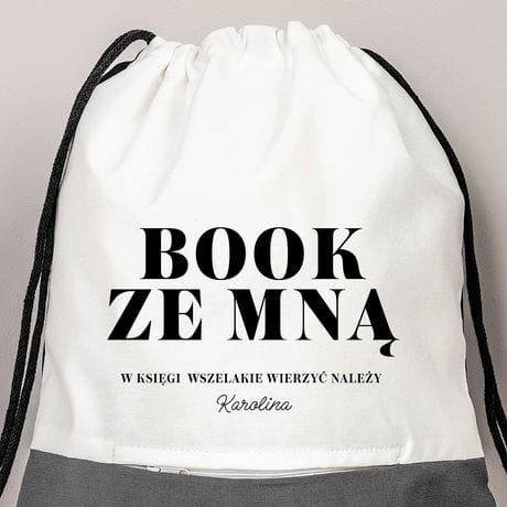 Plecak worek BOOK ZE MNĄ prezent dla mola książkowego