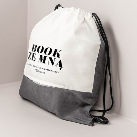 Plecak worek BOOK ZE MNĄ prezent dla mola książkowego