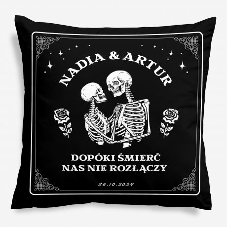 Poduszka DOP�KI �MIER� NAS NIE ROZ��CZY oryginalny prezent na rocznic� prezent na rocznic� �lubu