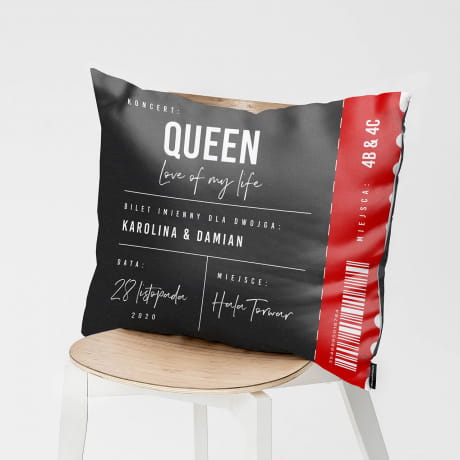 Poduszka personalizowana BILET NA KONCERT prezent dla fana muzyki
