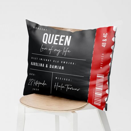 Poduszka personalizowana BILET NA KONCERT prezent dla fana muzyki