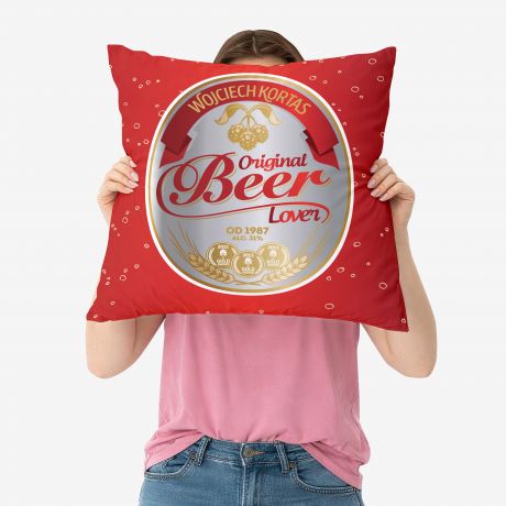 Poduszka z imieniem dla ch�opaka BEER LOVER poduszka dla ch�opaka prezent dla ch�opaka