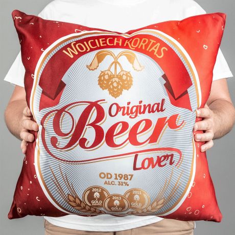 Poduszka z imieniem dla ch�opaka BEER LOVER poduszka dla ch�opaka prezent dla ch�opaka