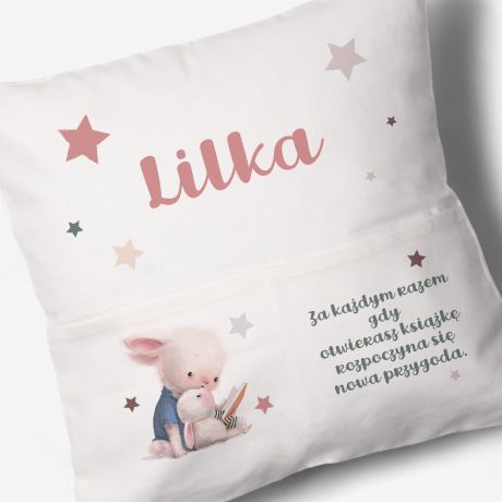 Poduszka z kieszeniami PERSONALIZOWANY PREZENT DLA DZIEWCZYNKI