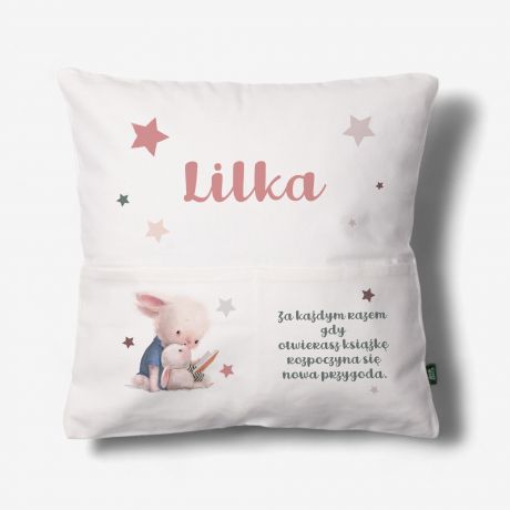 Poduszka z kieszeniami PERSONALIZOWANY PREZENT DLA DZIEWCZYNKI