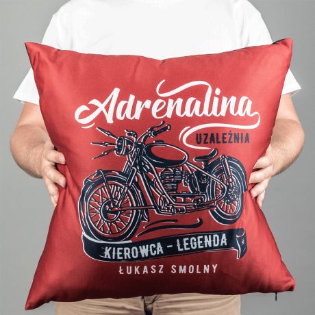 Poduszka z nadrukiem ADRENALINA prezent dla kumpla  poduszka dla fana motoryzacji  poduszka dekoracyjna