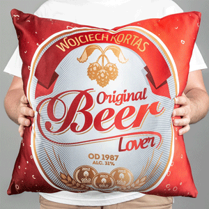 Poduszka z imieniem dla chopaka BEER LOVER poduszka dla chopaka prezent dla chopaka