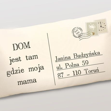 Poduszka z nadrukiem POCZTWKA prezent na Dzie Mamy