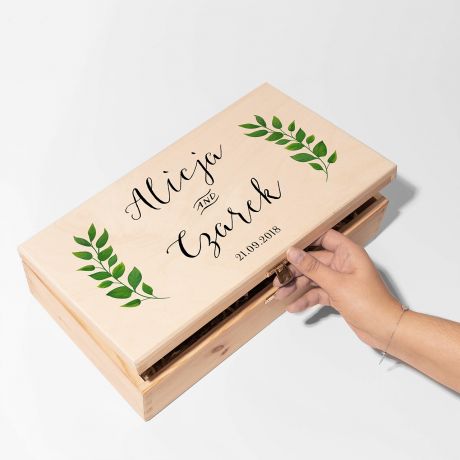 Podwjna personalizowana skrzynka na wino GAZKI prezent na rocznic lubu prezent na lub