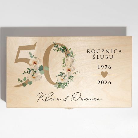 Podw�jna skrzynka na wino PREZENT NA Z�OTE GODY prezent na 50 rocznic� �lubu prezent dla rodzic�w