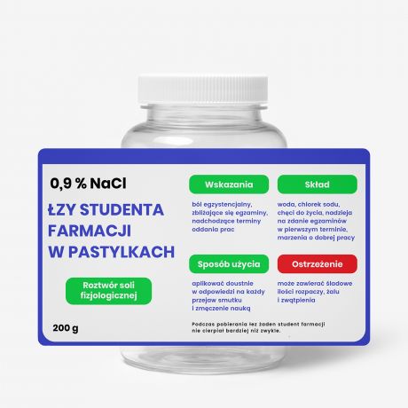 Pojemnik na cukierki z personalizowan� etykiet� PREZENT DLA STUDENTA FARMACJI �mieszny prezent