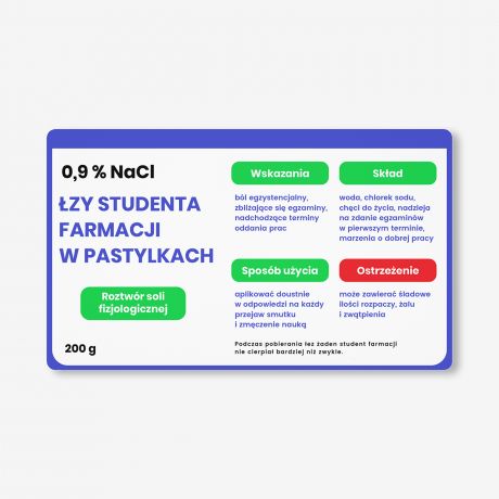 Pojemnik na cukierki z personalizowan� etykiet� PREZENT DLA STUDENTA FARMACJI �mieszny prezent