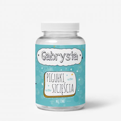 Pojemnik na cukierki z personalizowan� etykiet� SZCZʦCIE prezent dla przyjaci�ki prezent dla niej