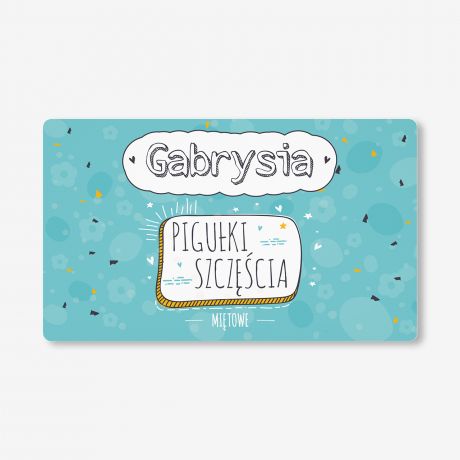 Pojemnik na cukierki z personalizowan� etykiet� SZCZʦCIE prezent dla przyjaci�ki prezent dla niej