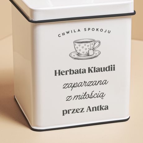 Pojemnik na herbat� ZAPARZANA Z MI�O�CI� prezent dla �ony organizer na herbat� prezent na walentynki dla niej