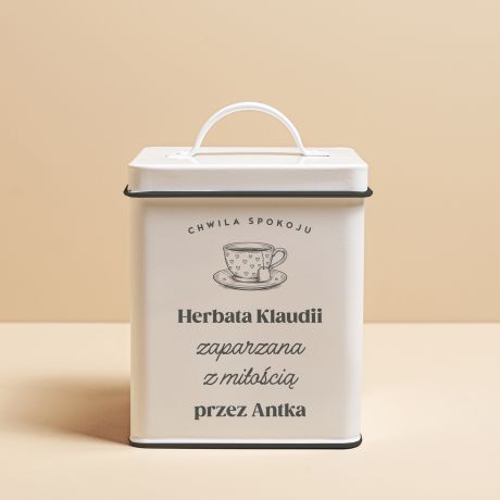Pojemnik na herbat� ZAPARZANA Z MI�O�CI� prezent dla �ony organizer na herbat� prezent na walentynki dla niej