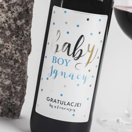 Półwytrawne wino bezalkoholowe BABY BOY prezent z okazji narodzin chłopca